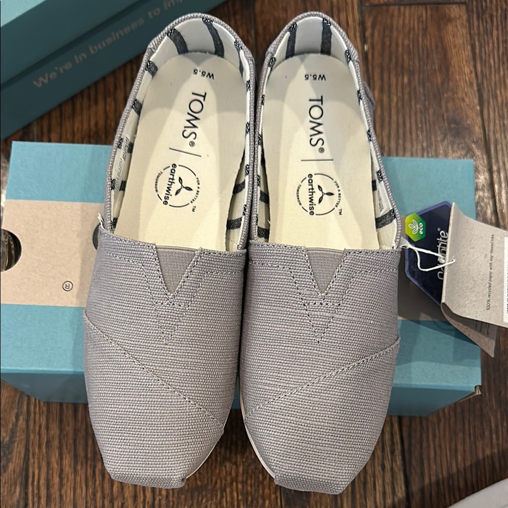 Toms Gray Canvas Slip-On Loafers
